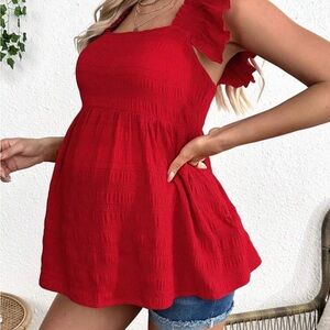 Red Ruffle Maternity Top